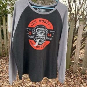 Gas Monkey Men's Long Sleeve Graphic Tee - Gray and Black